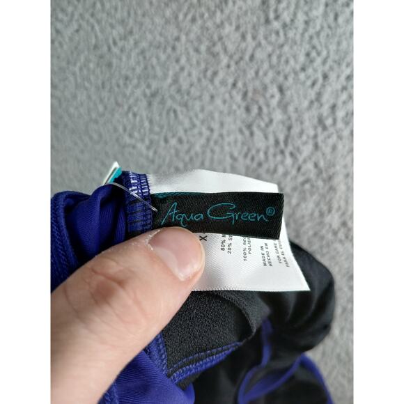 Aqua Green One Piece Swimsuit Womens XL Purple Solid Cheeky Padded V Neck NWT - Picture 2 of 10